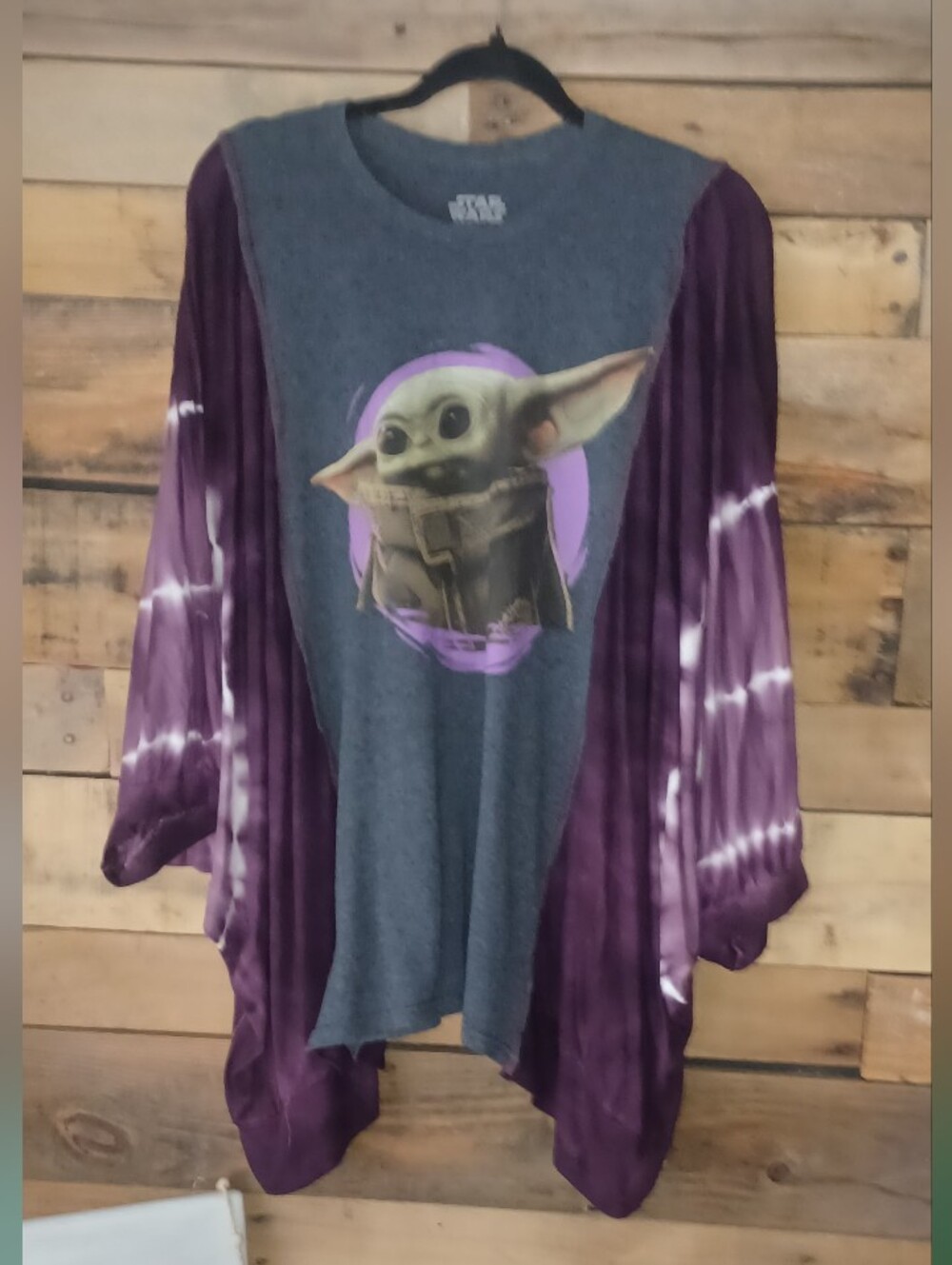 Upcycled Star Wars  Graphic T-shirt  and Purple Tie-Dye Sleeves